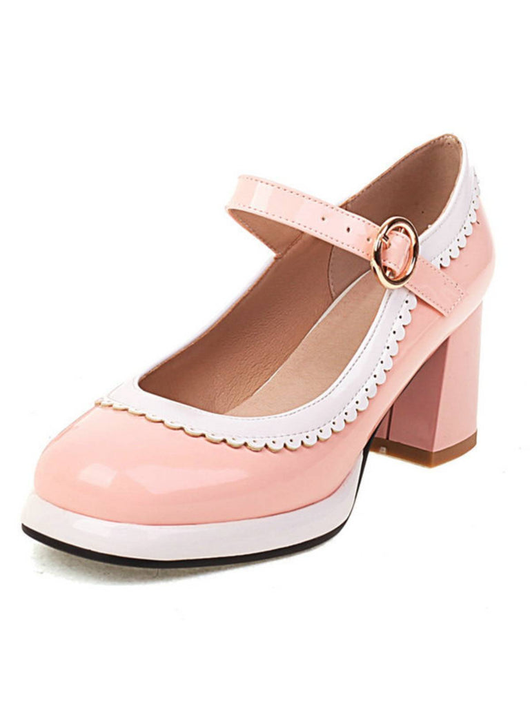 Mary Jane Patchwork Chaussures à talons hauts