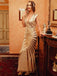 Robe Charleston Vintage Année 20 Gatsby Maxi à Paillettes Déco Nœud Papillon