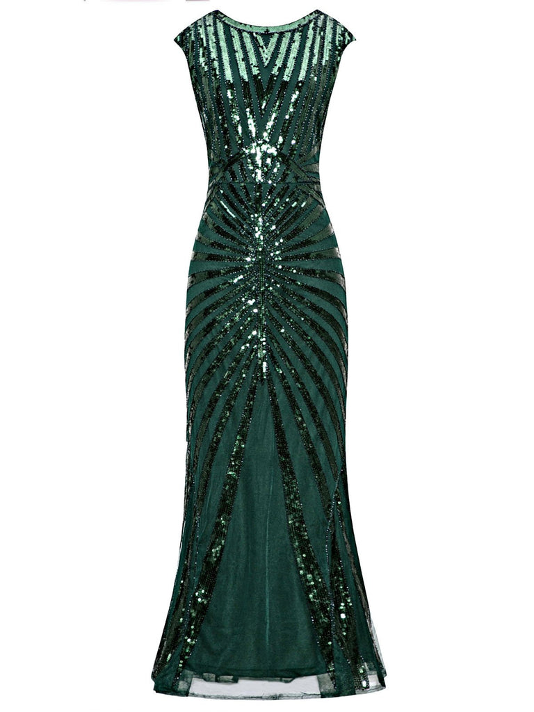 Robe Charleston Vintage Année 20 Gatsby Maxi à Paillettes Déco Nœud Papillon