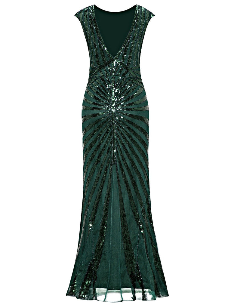 Robe Charleston Vintage Année 20 Gatsby Maxi à Paillettes Déco Nœud Papillon