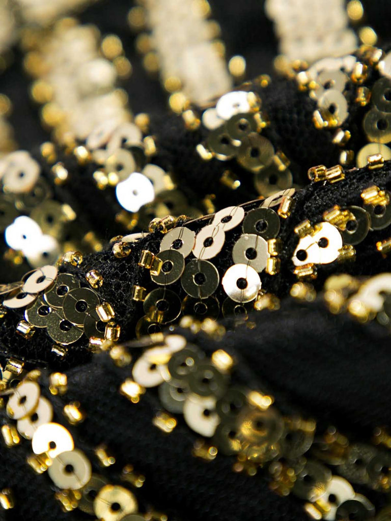 Robe Charleston Vintage Année 20 Gatsby Maxi à Paillettes Déco Nœud Papillon