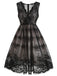 Robe Swing Vintage Année 50 Florale Noire Dentelle Soirée Cocktail Pin Up