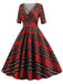 Robe Rockabilly Année 50 Vintage Demi-manches Col V A Carreaux
