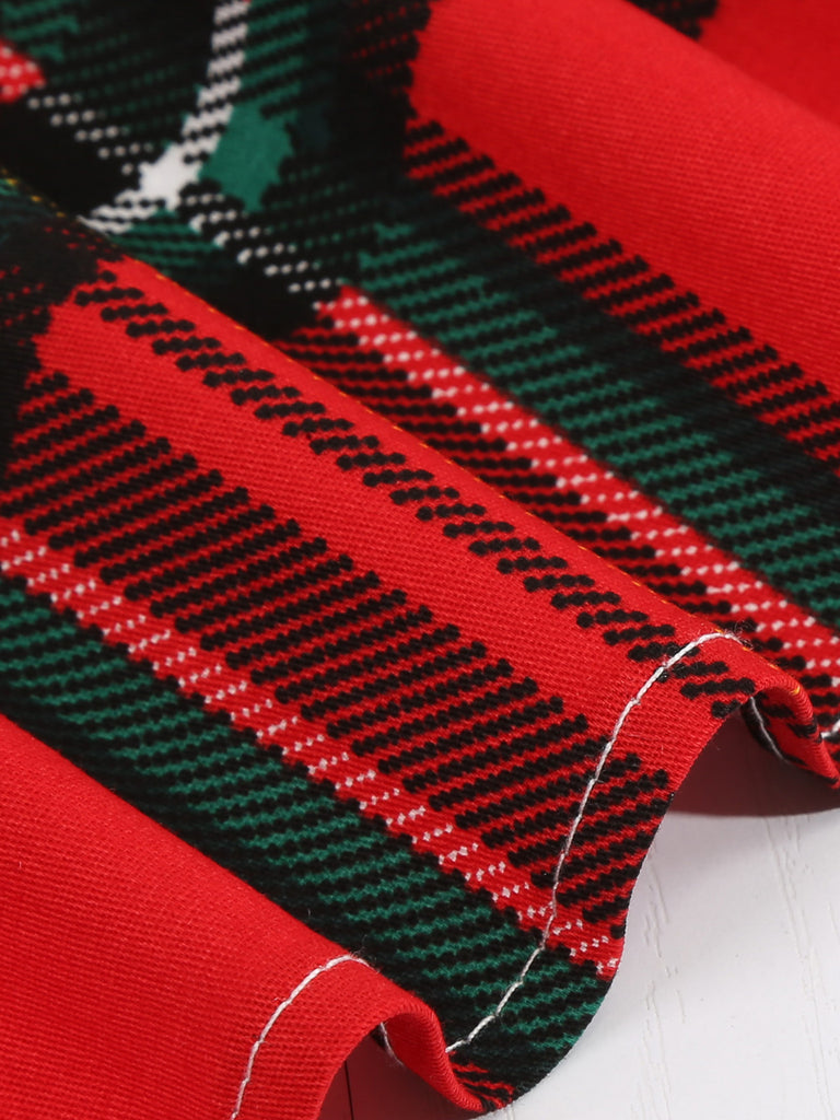 Robe Rockabilly Année 50 Vintage Demi-manches Col V A Carreaux