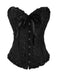 2PCS Corset Dentelle Hors Épaule et Jupe Plissée Ourlet Haut et Bas Steampunk Gothique