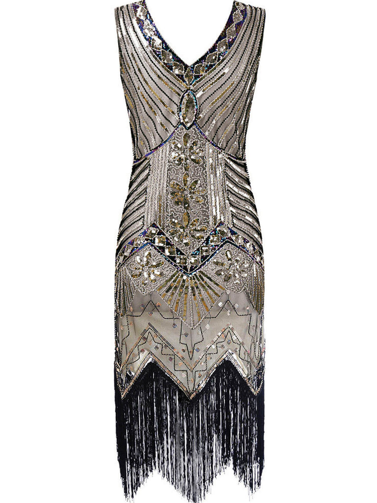 Robe Charleston Vintage Année 20 Gatsby à Paillettes Grande Taille Chic