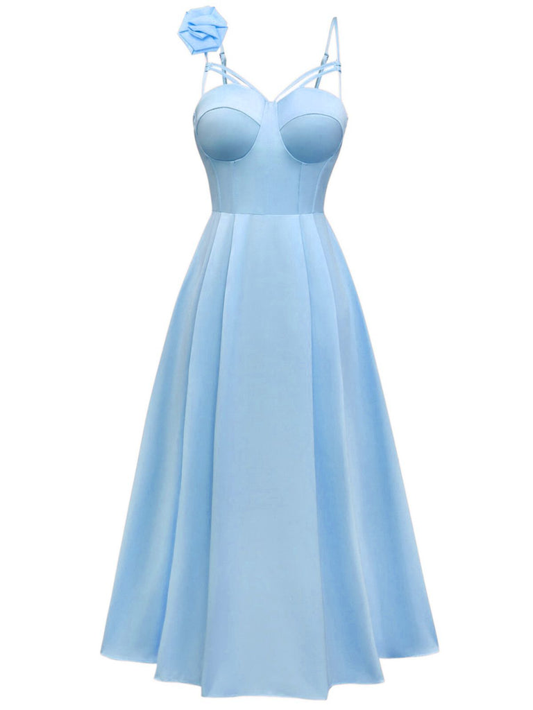 Robe nuisette ajourée à fleurs 3D unie années 1930