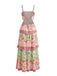 Robe longue fleurs volants rose foncé années 30