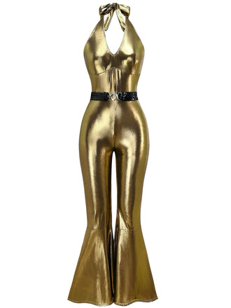 Combinaison dos nu métallisée disco années 1970