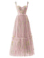 Robe en maille florale à lacets et baleines rose années 1930