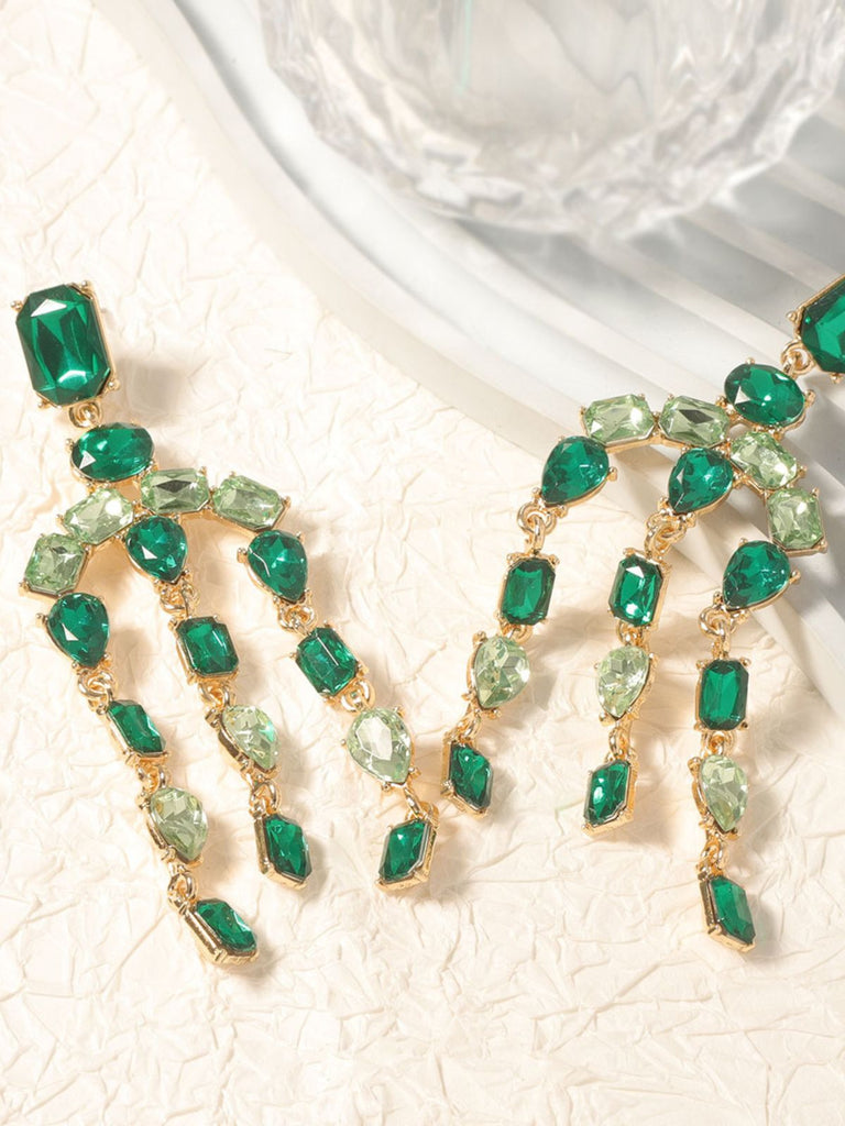 Boucles d'oreilles vintage en cristal et diamants en cascade