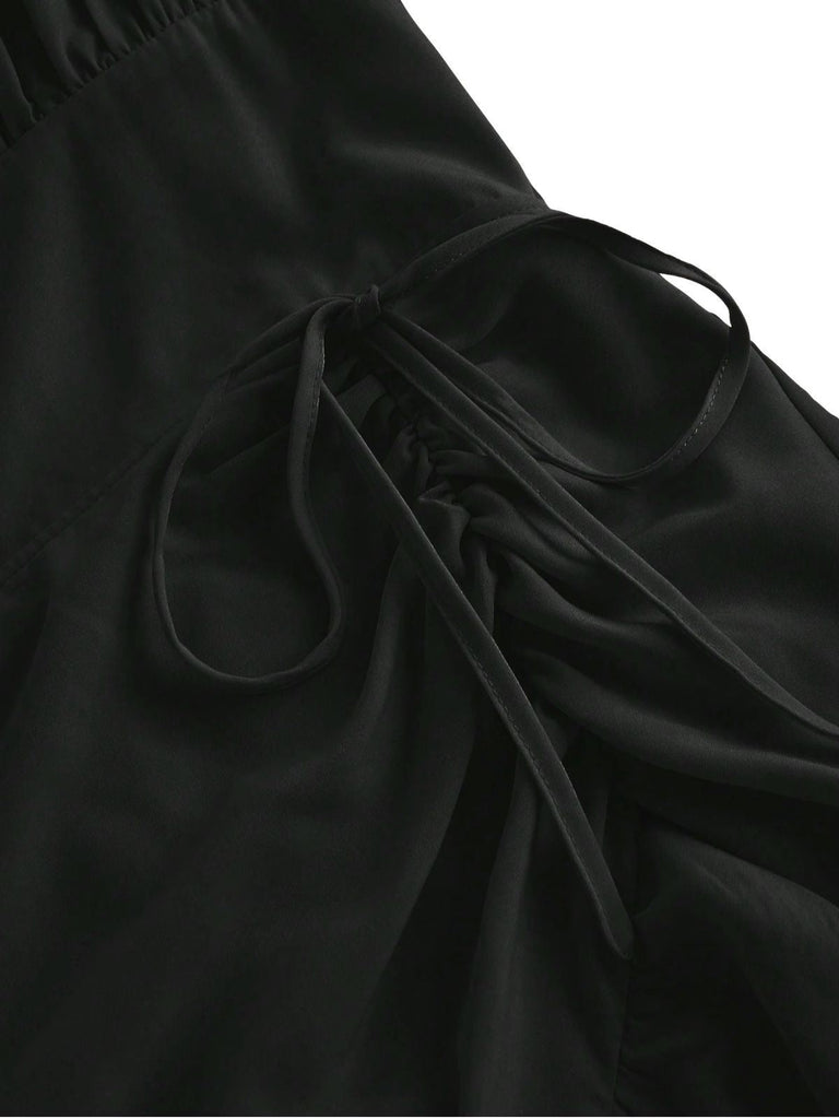 [Prévente] Robe à bretelles froncées et ourlet à volants années 1950