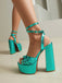 Chaussures à talons hauts métallisées disco à plateforme