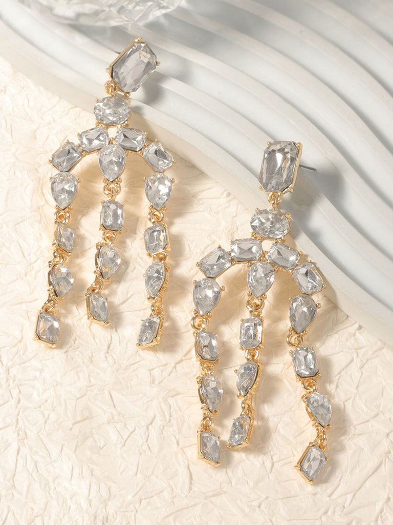 Boucles d'oreilles vintage en cristal et diamants en cascade