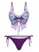 Ensemble bikini à fines bretelles et lacets papillon années 1970