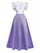 Robe à fleurs et manches volantées à col V années 1930