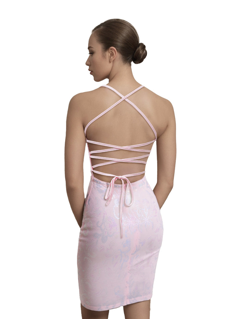 Robe Unie Paillettes Bretelles Épaghetti Dos Nu Années 1920