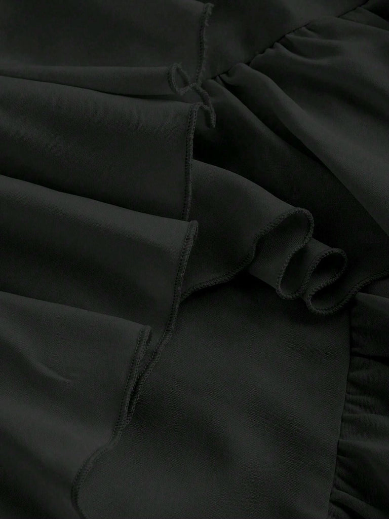 [Prévente] Robe à bretelles froncées et ourlet à volants années 1950