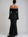 Robe sirène maxi en dentelle à épaules dénudées et manches évasées années 1930
