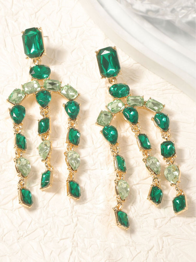 Boucles d'oreilles vintage en cristal et diamants en cascade