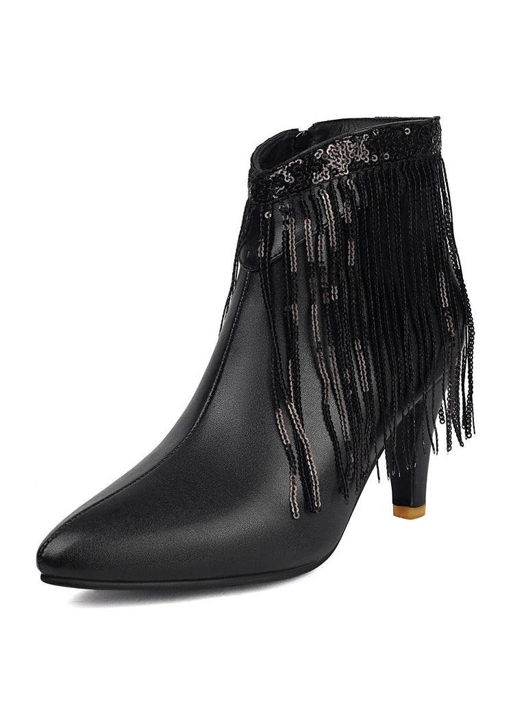 Bottines Chelsea à bout pointu et pompons métalliques