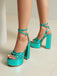 Chaussures à talons hauts métallisées disco à plateforme