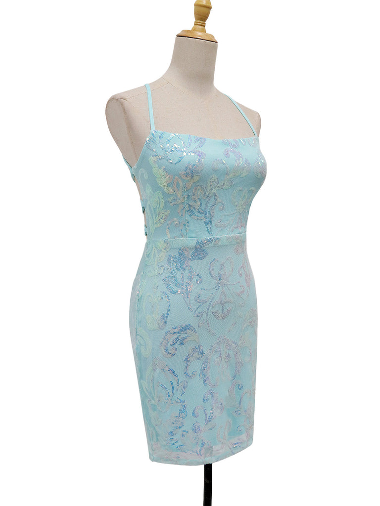 Robe Unie Paillettes Bretelles Épaghetti Dos Nu Années 1920