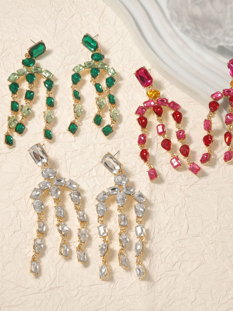 Boucles d'oreilles vintage en cristal et diamants en cascade