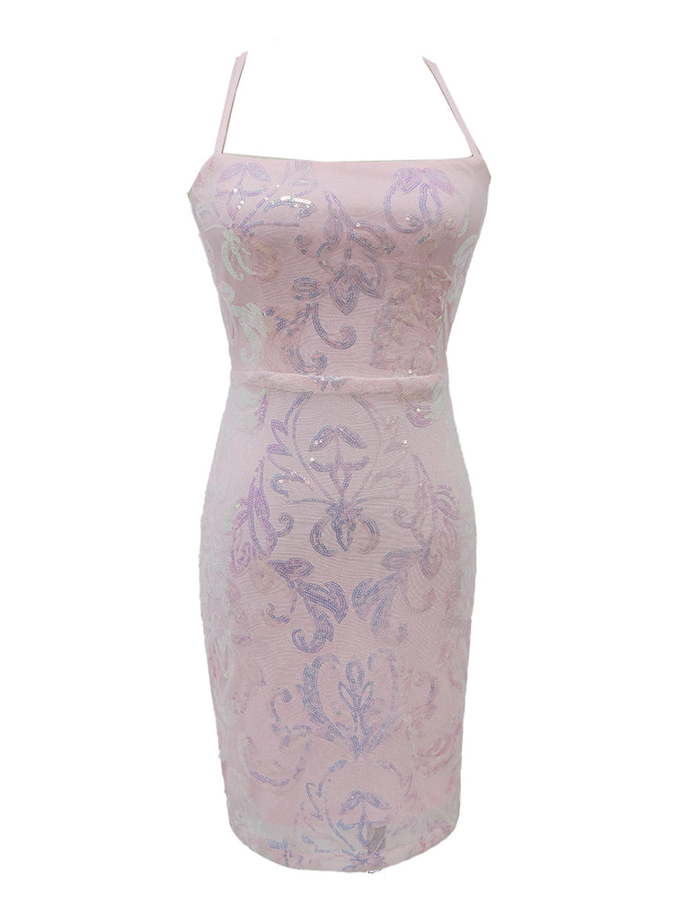 Robe Unie Paillettes Bretelles Épaghetti Dos Nu Années 1920