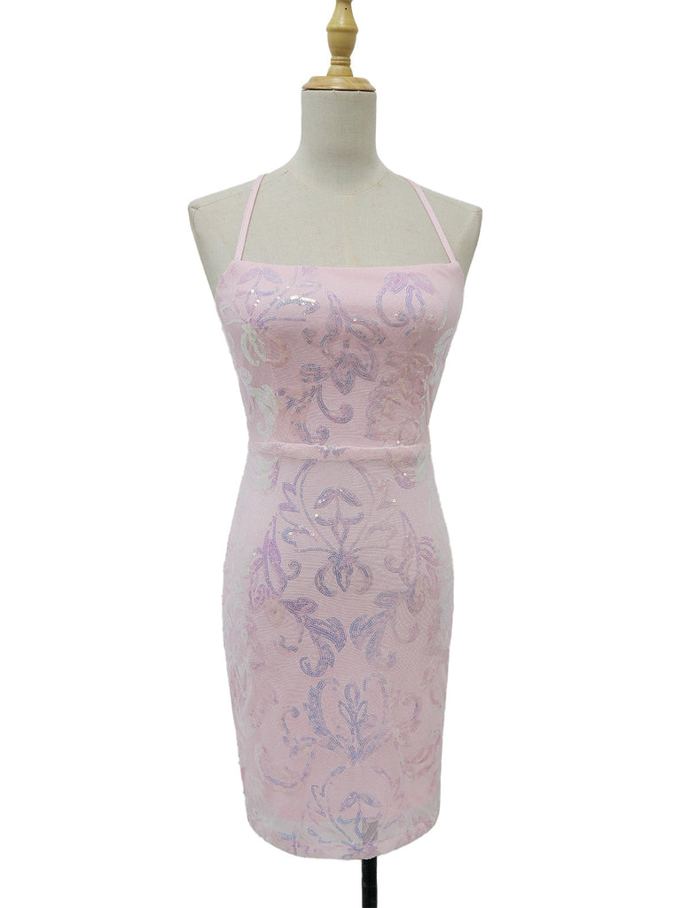 Robe Unie Paillettes Bretelles Épaghetti Dos Nu Années 1920