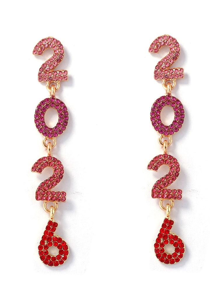 Boucles d'oreilles pendantes strass 2026 colorées pour le Nouvel An