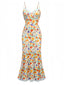 Robe licou fleur dentelle à bretelles spaghetti années 1930