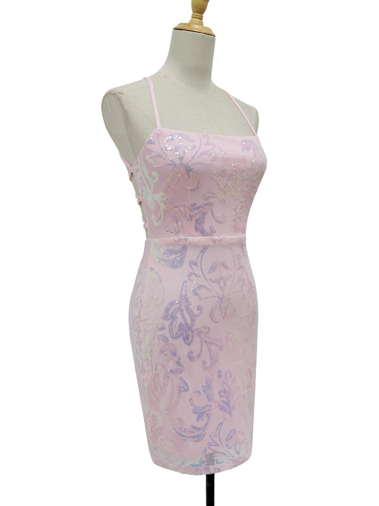 Robe Unie Paillettes Bretelles Épaghetti Dos Nu Années 1920