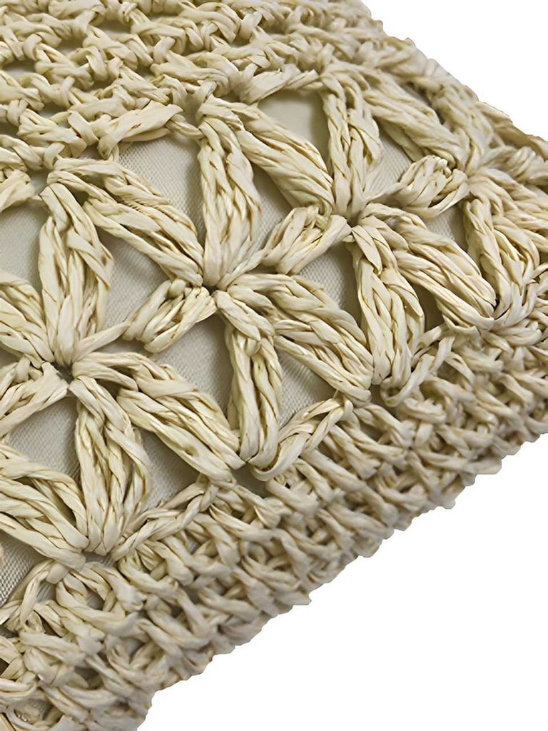 Sac bandoulière vintage en paille et perles en bois
