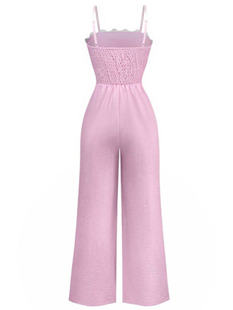 Combinaison à bretelles spaghetti et bordure ondulée des années 1970