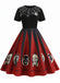 [Prévente] Robe patchwork imprimé toile d'araignée rouge pour Halloween des années 1950