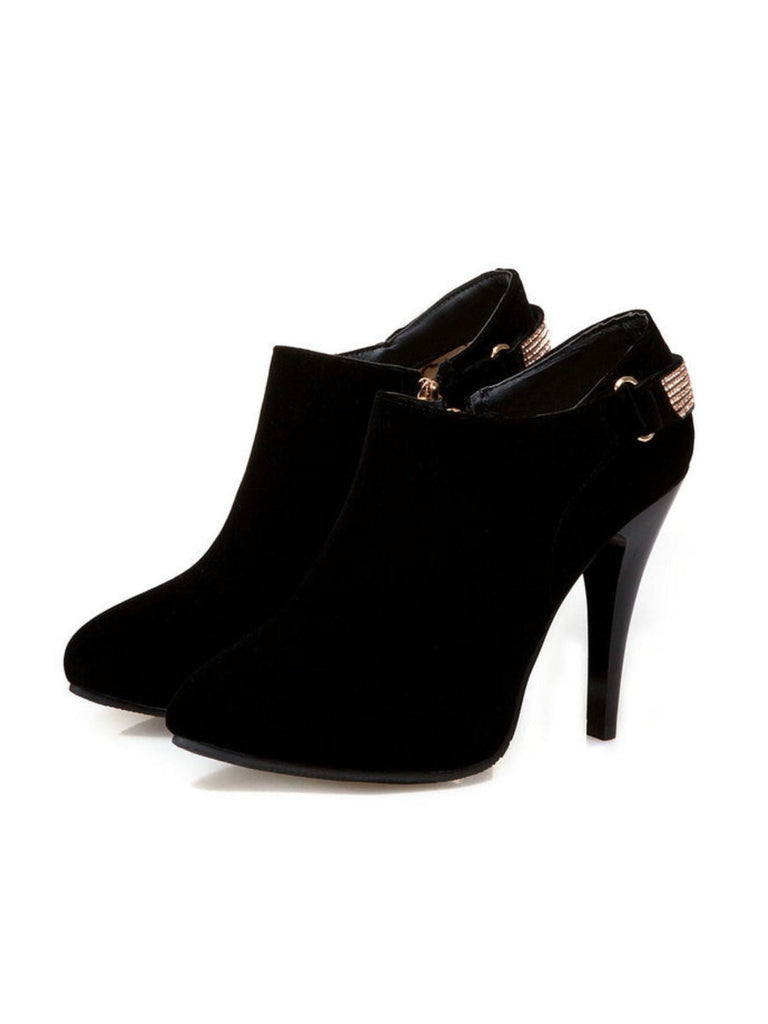 Escarpins vintage en velours uni bout pointu