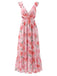 Pink 1930s Floral Chiffon Deep V Backless Maxi Dress - vintage dress, retro fashion