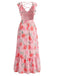 Pink 1930s Floral Chiffon Deep V Backless Maxi Dress - vintage dress, retro fashion
