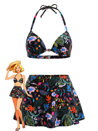 Robe Col en V Imprimée Paisley à Volants années '40