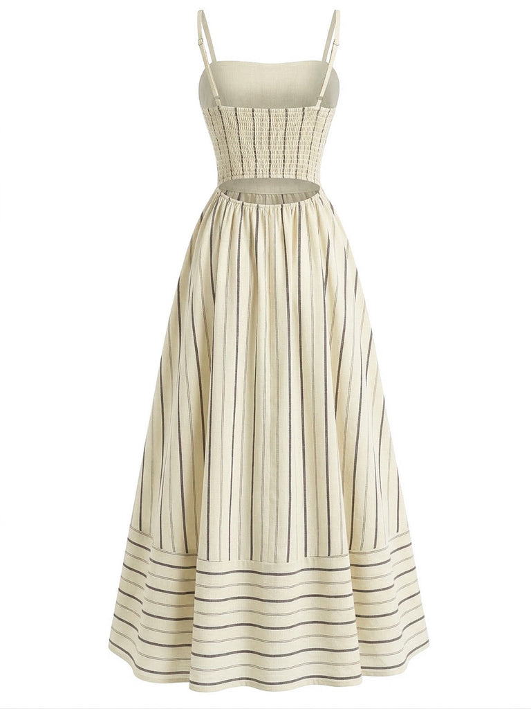 1930s Striped Spaghetti Strap Swing Dress - vintage dress, retro fashion, rockabilly
