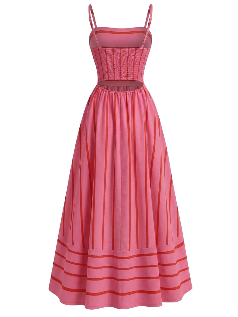 1930s Striped Spaghetti Strap Swing Dress - vintage dress, retro fashion, rockabilly