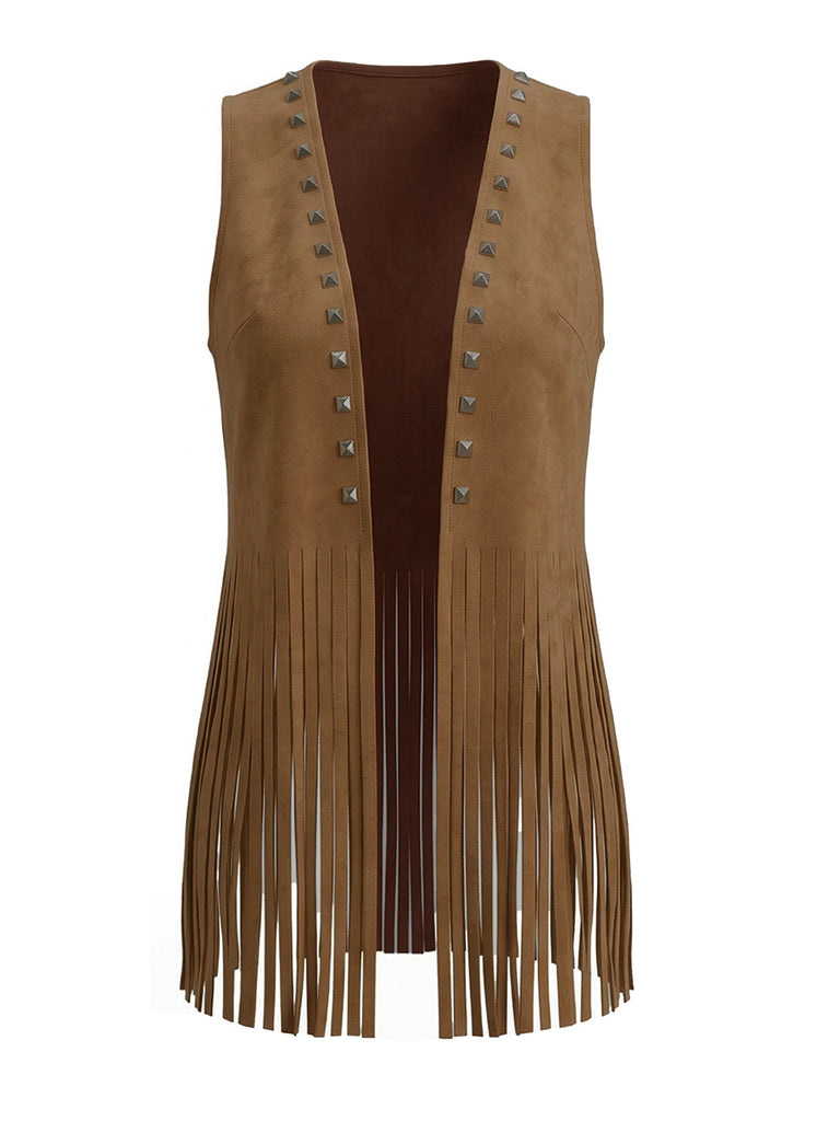 Gilet Western à Franges et Clous en Daim Années 30