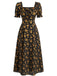 Florale Manches Bouffantes Midi Robe Années 1940 6