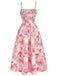 Florale Froncé Caraco Midi Robe Années 1940 3