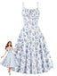 Robe Petit Fleurs Bleus Bretelles Fines Années 1940