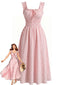 Robe Longue À Bretelles Volantées Rose Années 1940