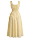 Col Carré Texturé Smoked Waist à Volants Bride Robe Années 1940 5