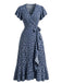 Robe Sirène Col V à Petites Fleurs Orange Années 40