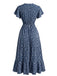Robe Sirène Col V à Petites Fleurs Orange Années 40